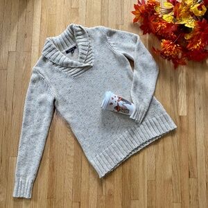 Relativity Shawl Collar Sweater Beige Speckled Knit Sweater Size M